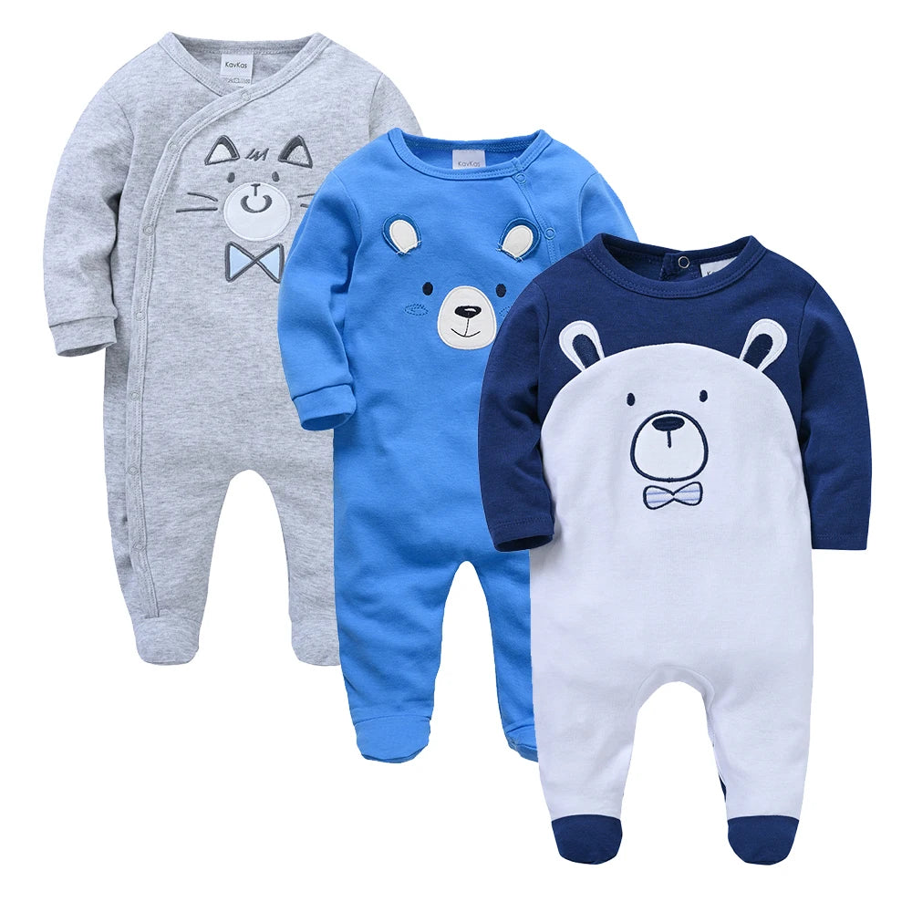 1/3 Pcs Baby Boys Rompers Cartoon Print Overalls Cotton Infant Clothing Kids Jumpsuit Newborn Pajimas 0-3 Months